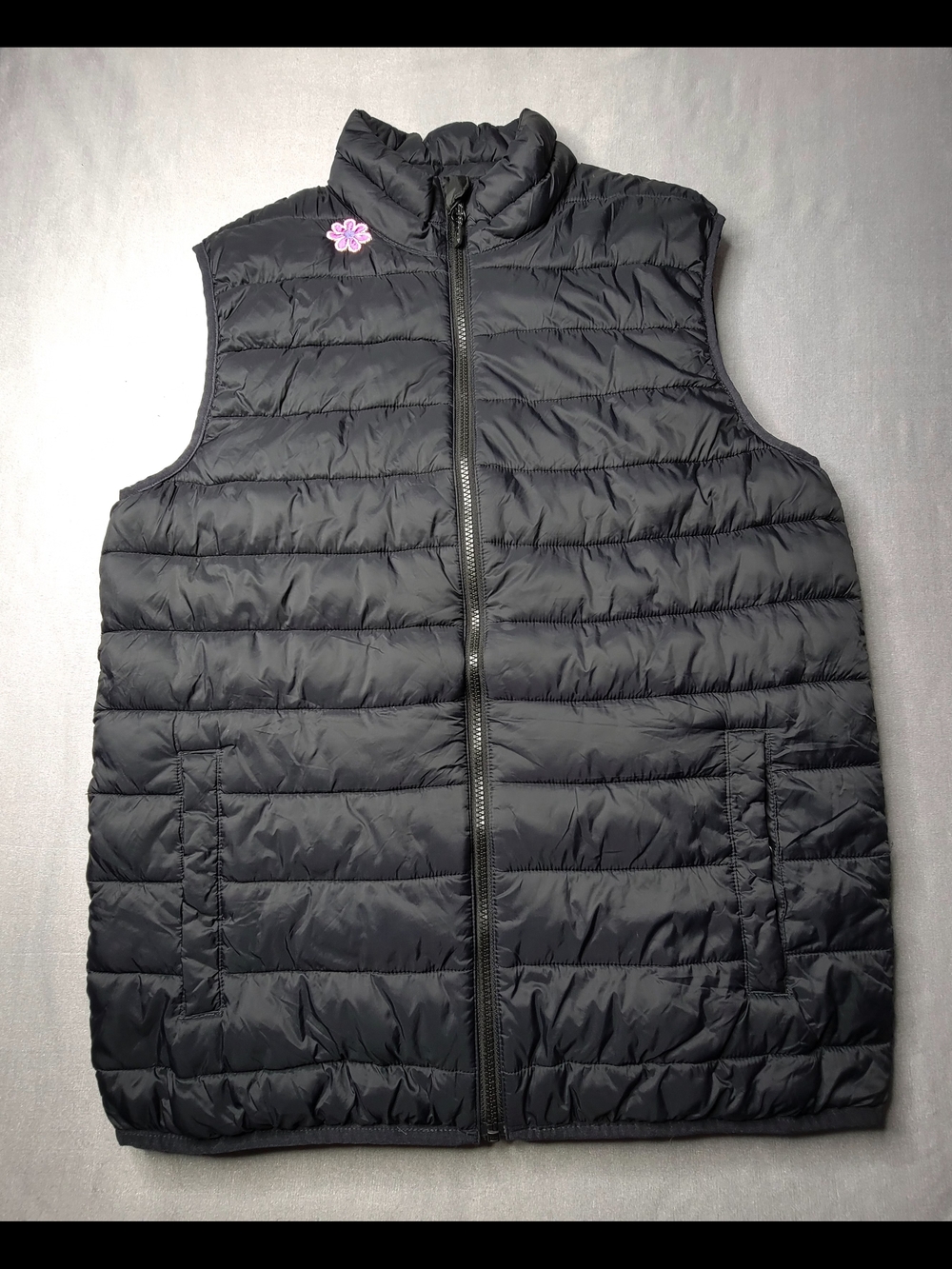 Swiss Tech Womens Puffer Vest Size M 38-40 black Full Zip Quilted Outerwear
